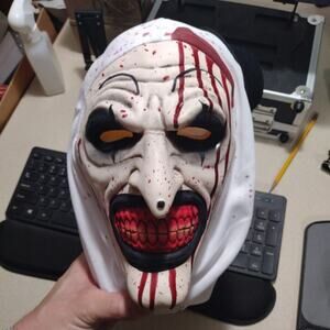 Black Hat Clown Mask Terrifier Costume Latex Art Mask Halloween Cosplay Prop NEW